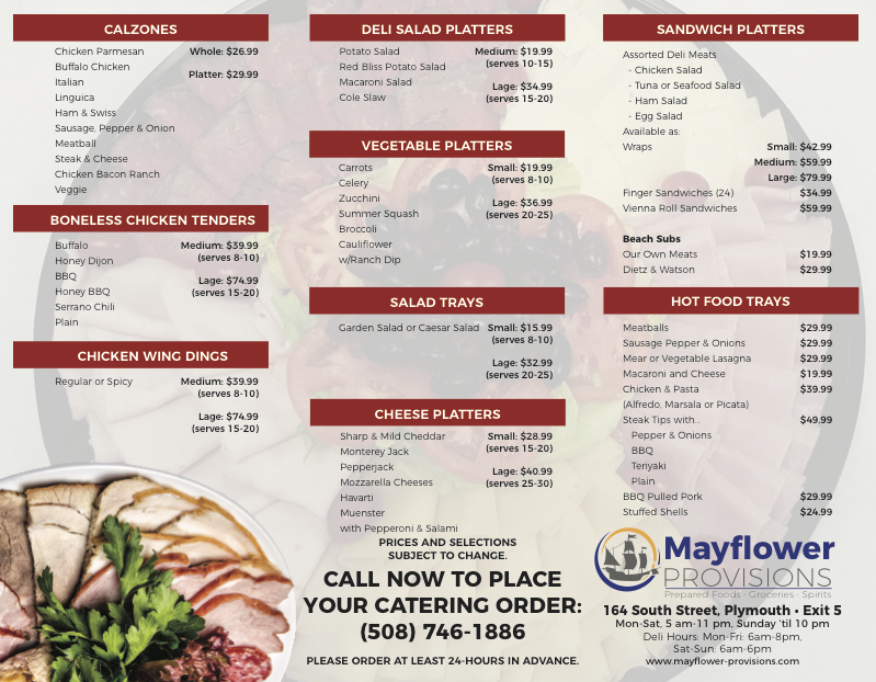 Catering Menu Mayflower Provisions